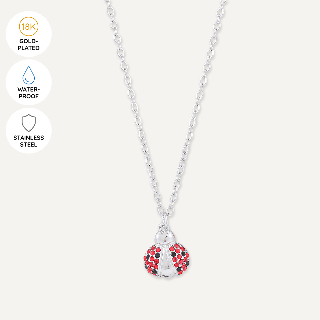 Memories: "MY LADYBIRD" | Ladybird Necklace | White Gold-Plated