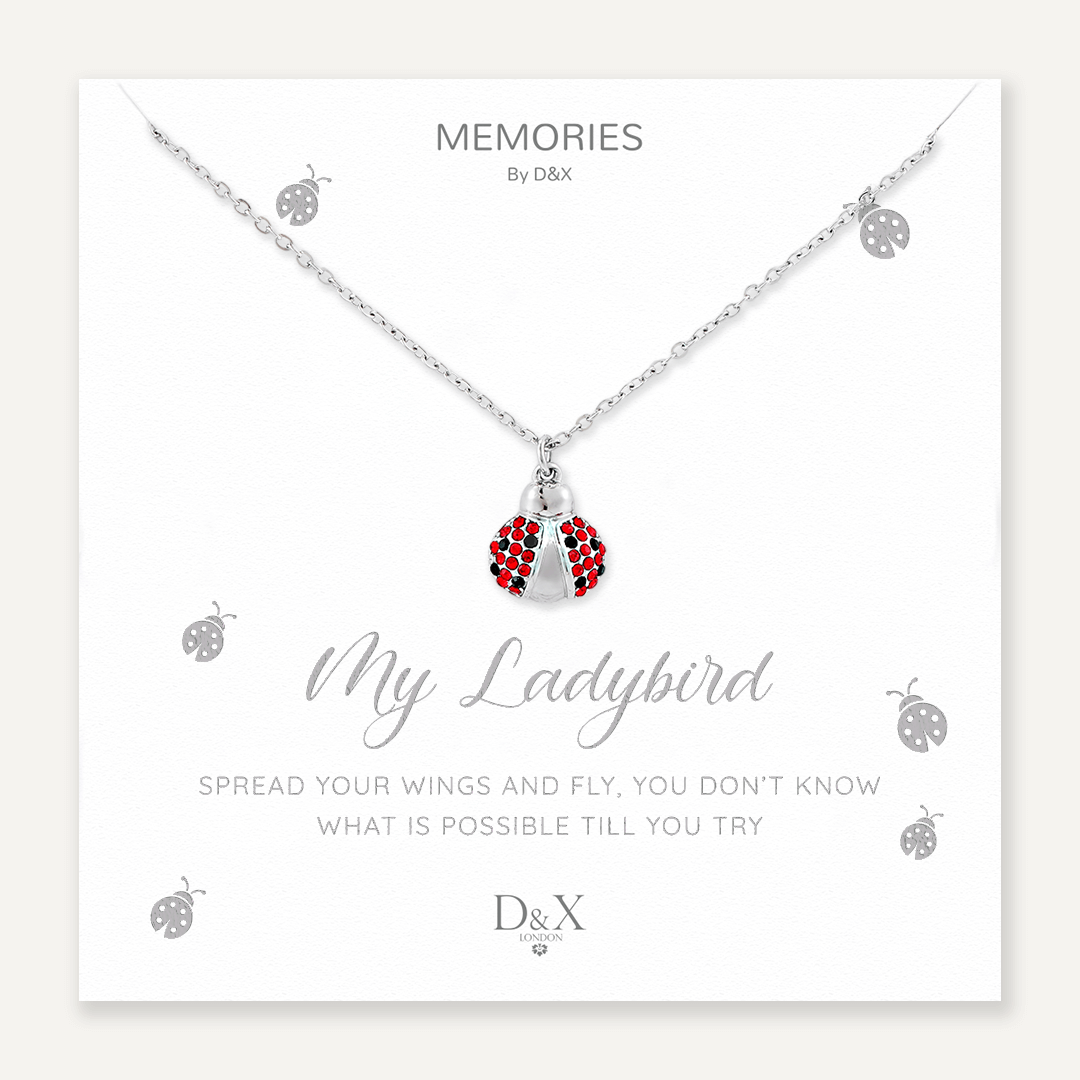 Memories: "MY LADYBIRD" | Ladybird Necklace | White Gold-Plated