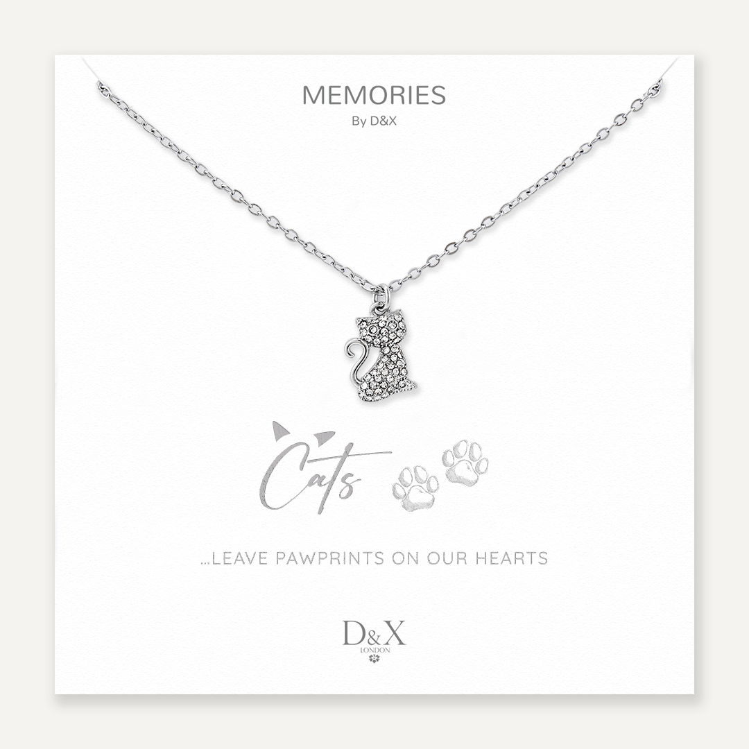 Memories: "CATS…" | Cat Necklace | White Gold-Plated