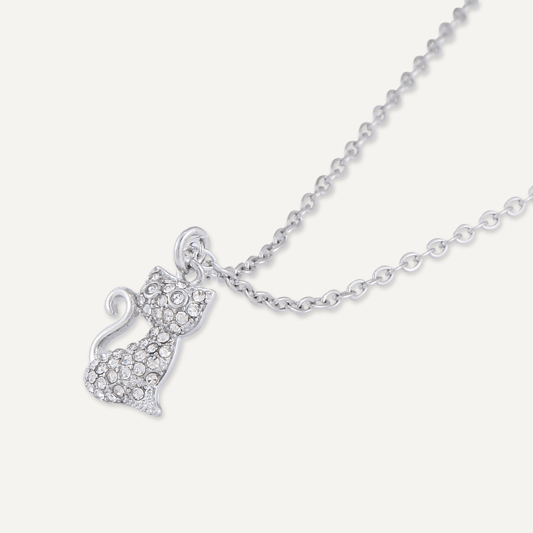 Memories: "CATS…" | Cat Necklace | White Gold-Plated