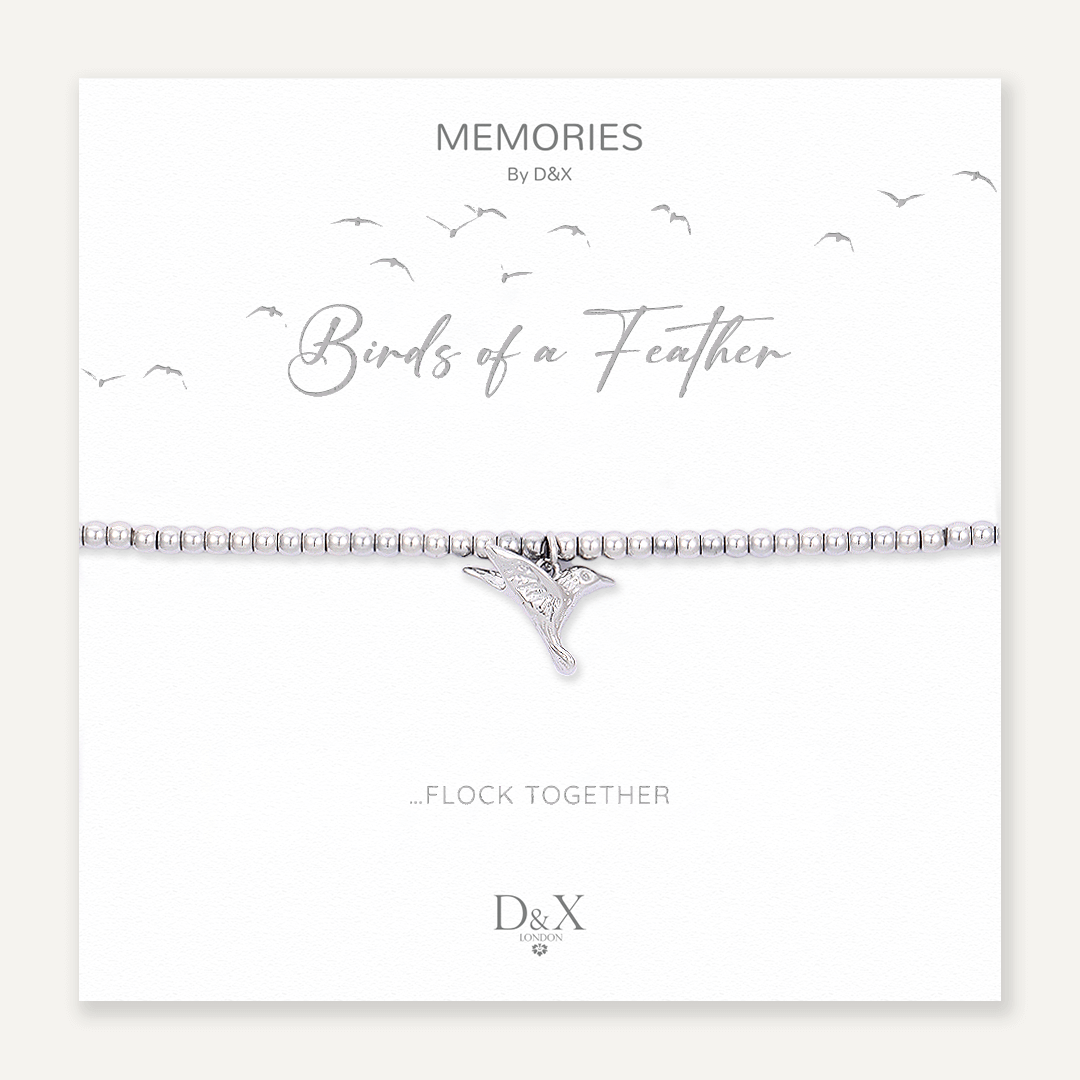 Memories: "BIRDS OF A FEATHER…" | Bird Bracelet | White Gold-Plated