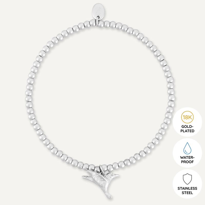 Memories: "BIRDS OF A FEATHER…" | Bird Bracelet | White Gold-Plated