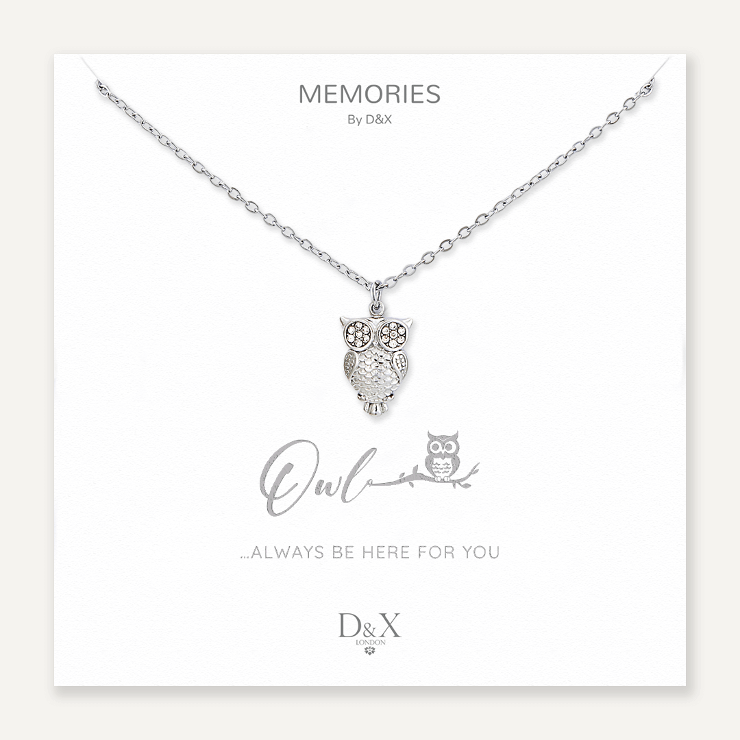 Memories: "OWL…" | Owl Necklace | White Gold-Plated