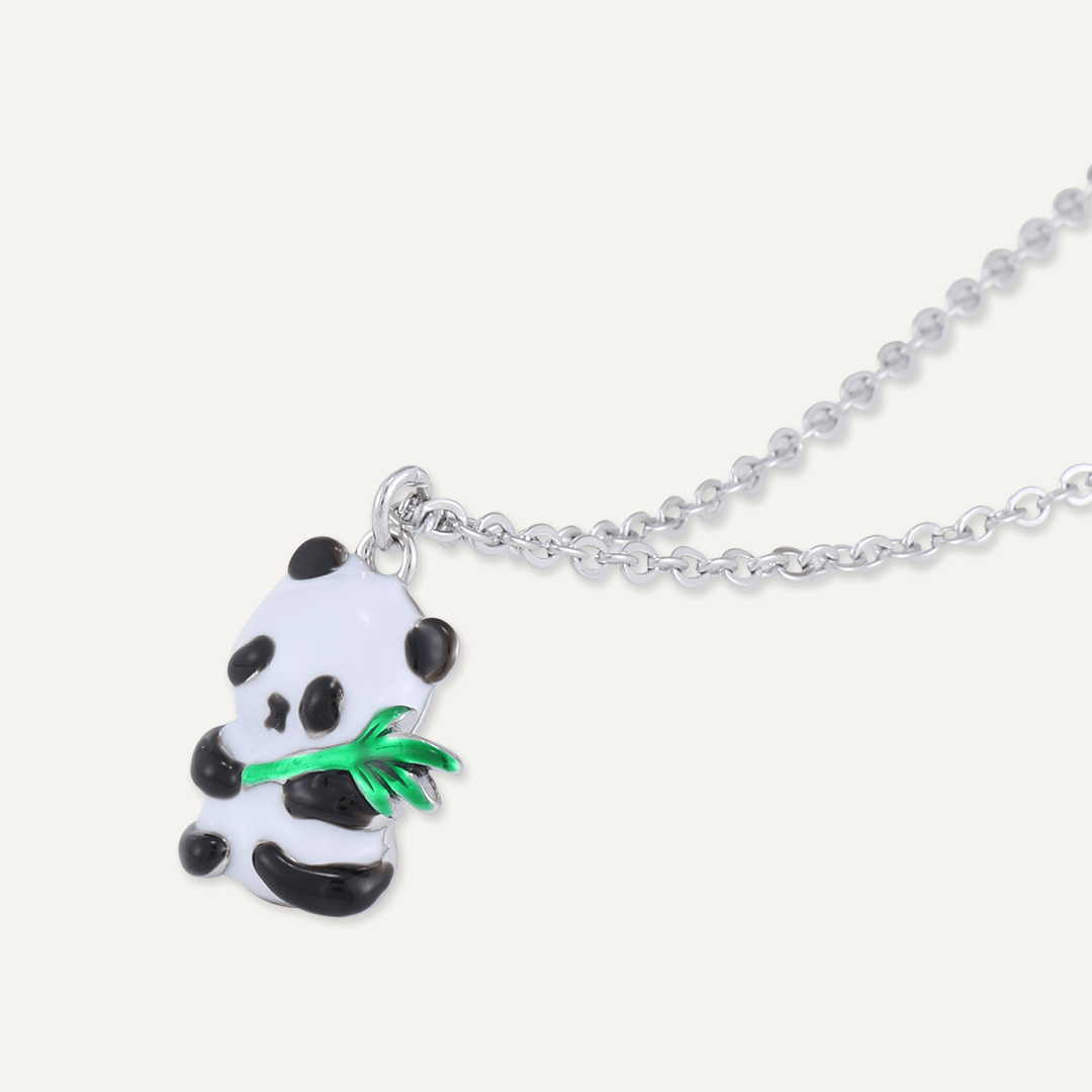 Memories: "PANDAMODIUM" | Panda Necklace | White Gold-Plated | Multi-Colour