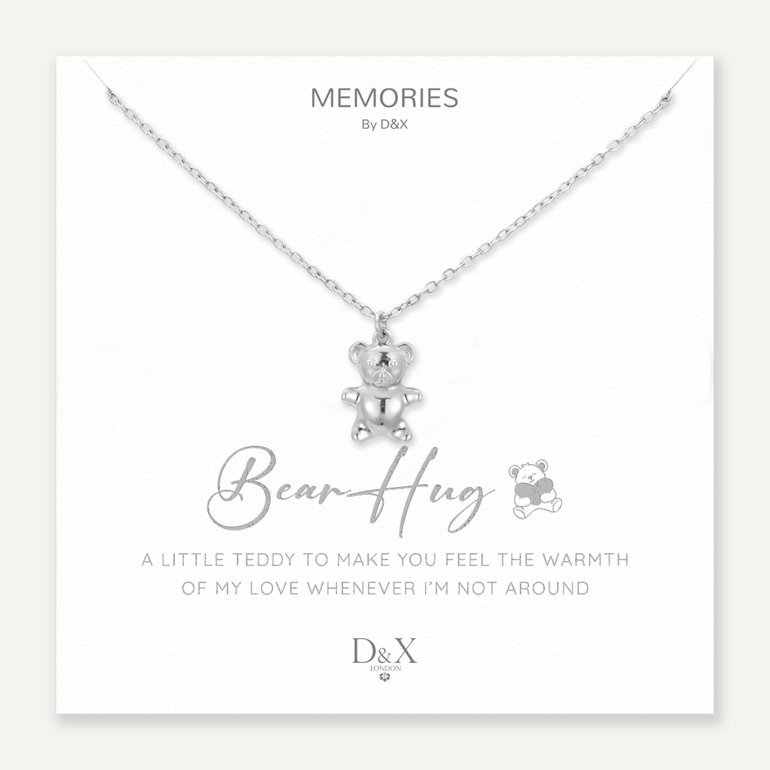 Memories: "BEAR HUG" | Bear Necklace | White Gold-Plated