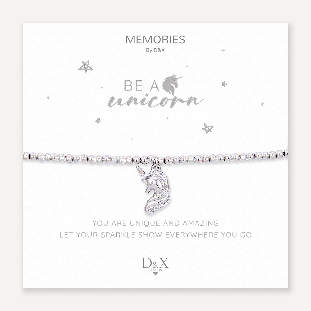 Memories: "BE A UNICORN" | Unicorn Bracelet | White Gold-Plated