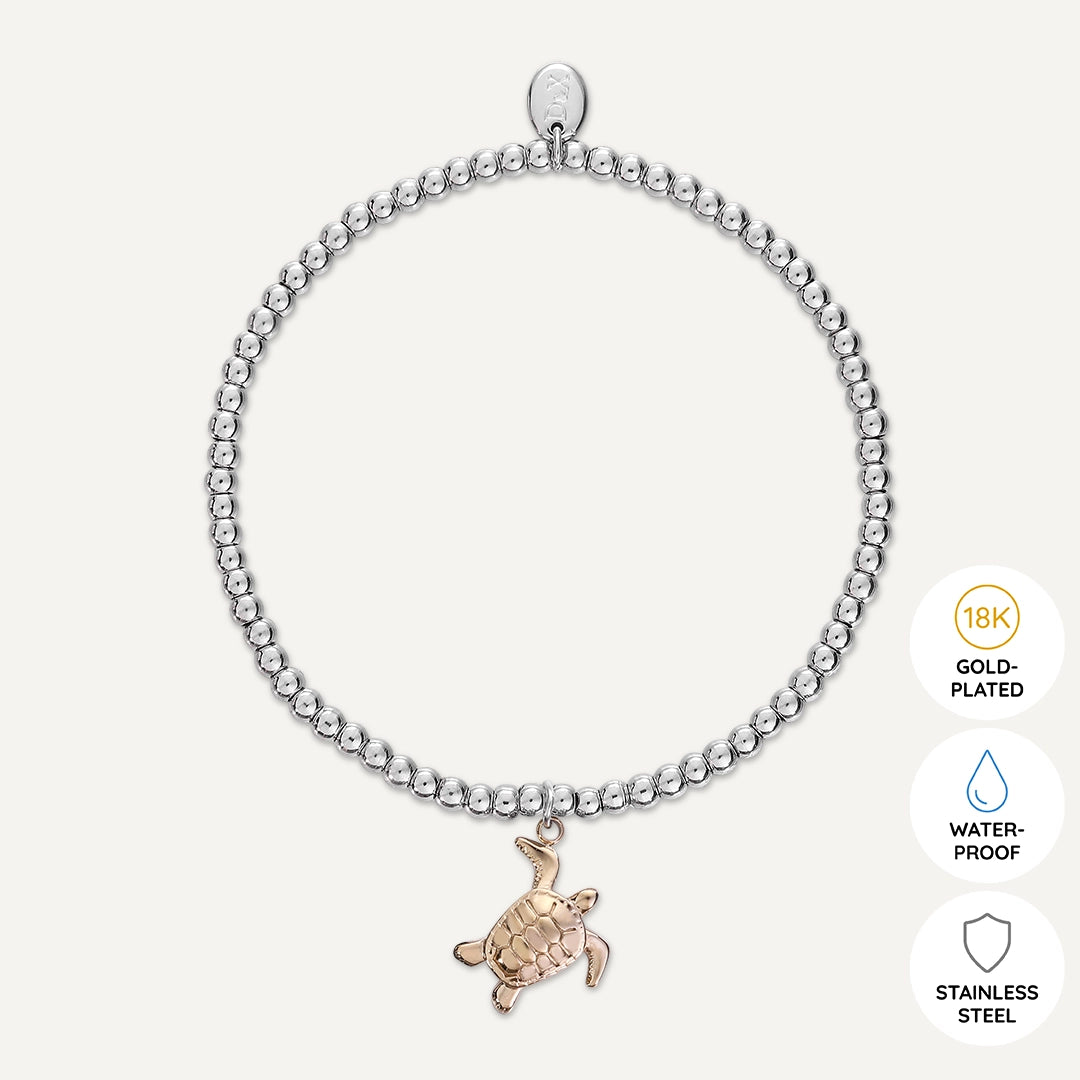 Memories: "YOU'RE TURTLEY AWESOME" | Turtle Bracelet | White Gold & 18K Gold-Plated
