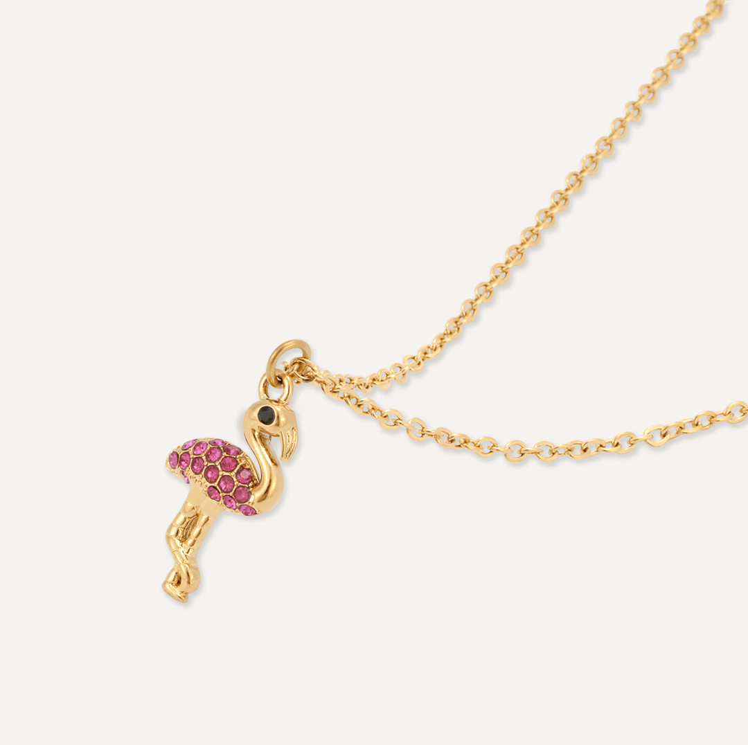 Memories: "HAVE A FLAMINGOOD TIME" | Flamingo Necklace | 18K Gold-Plated