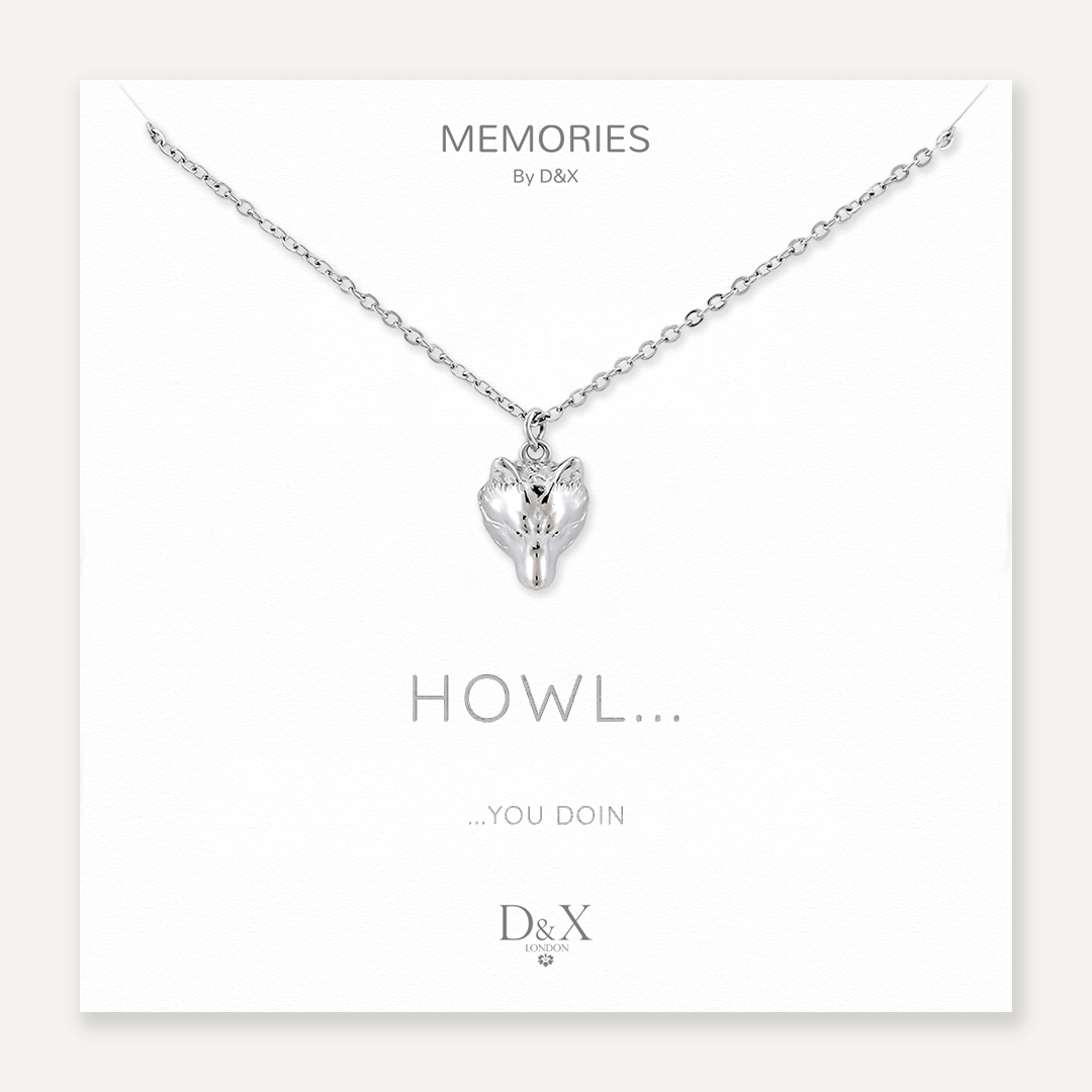 Memories: "HOWL…" | Wolf Necklace | White Gold-Plated