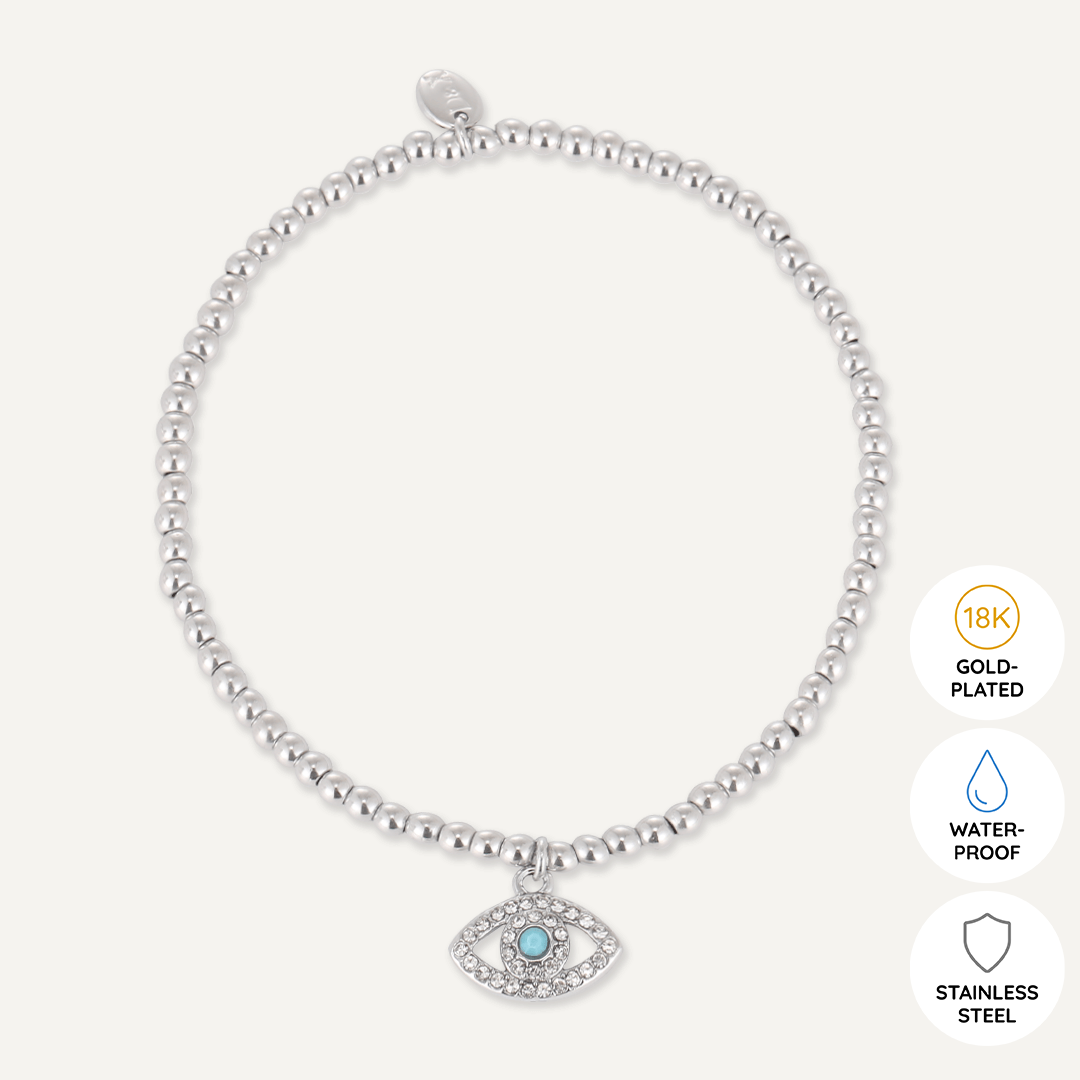 Memories: "EVIL EYE" |Eye Bracelet | White Gold-Plated