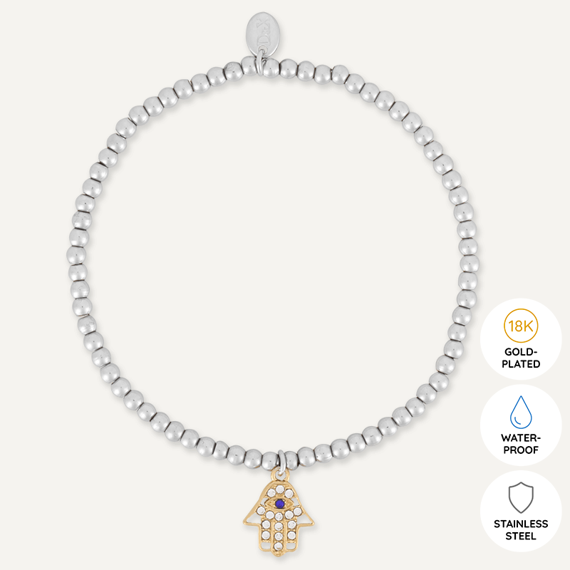 Memories: "HAMSA" | Hamsa Bracelet | White Gold & 18K Gold-Plated