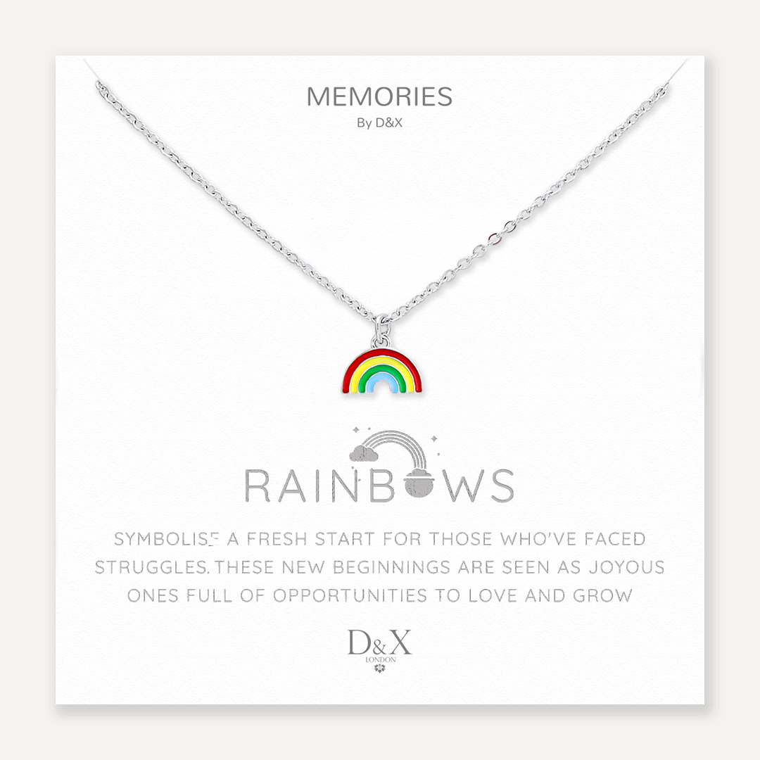 Memories: "RAINBOWS" | Rainbow Necklace | White Gold-Plated | Multi-Colour