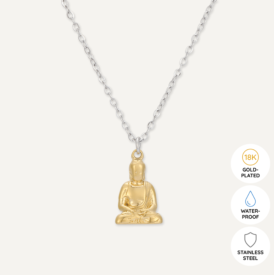 Memories: "NAMASTE" | Namaste Necklace | White Gold & 18K Gold-Plated