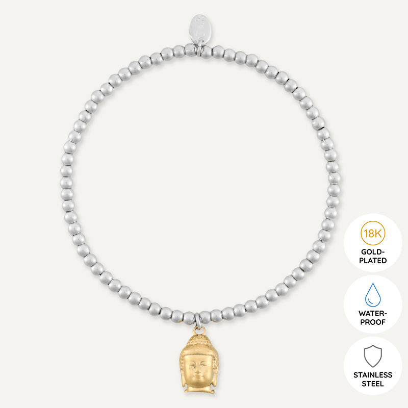 Memories: "BUDDHA" | Buddha Bracelet | White Gold & 18K Gold-Plated