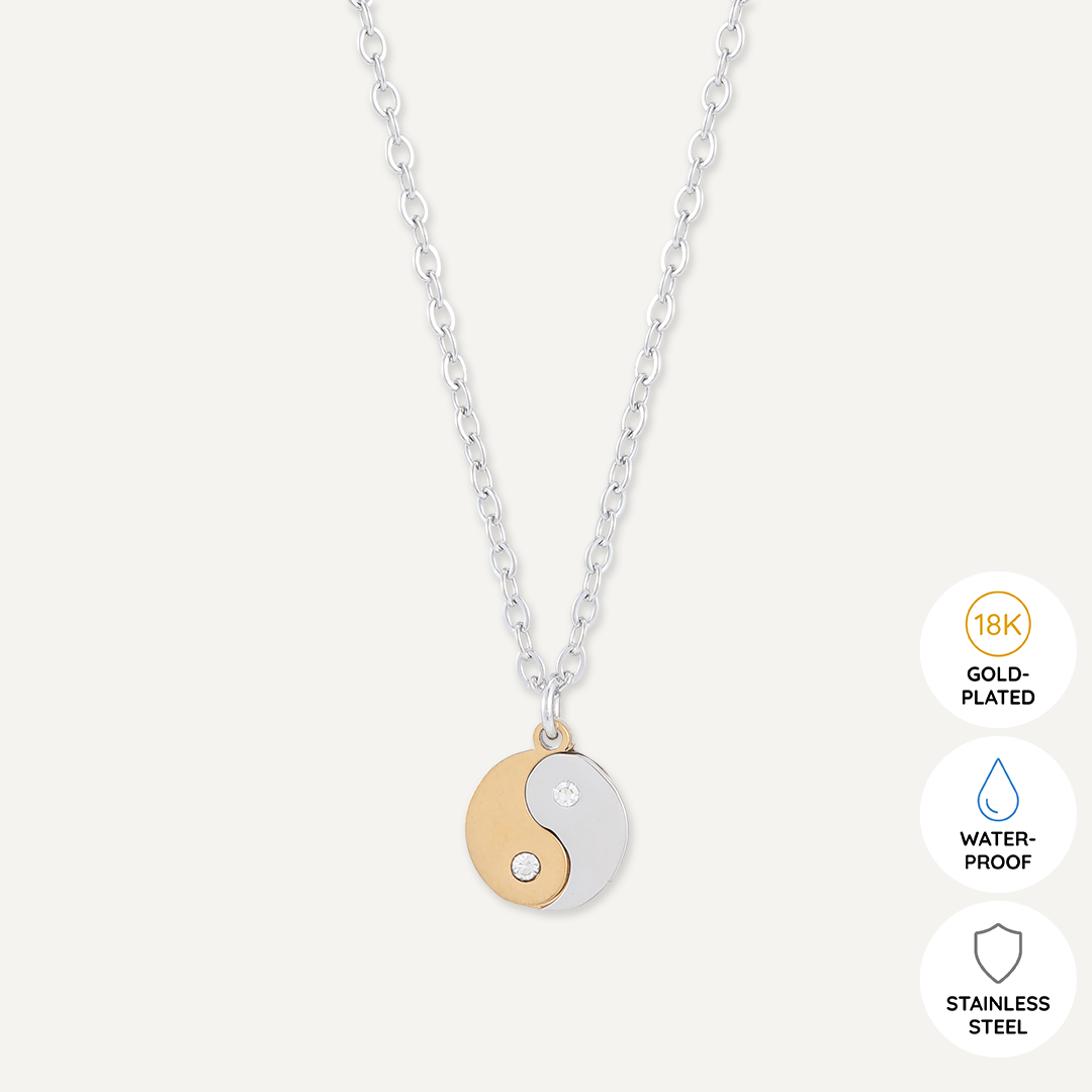 Memories: "YIN YANG" | Yin Yang Necklace | White Gold & 18K Gold-Plated