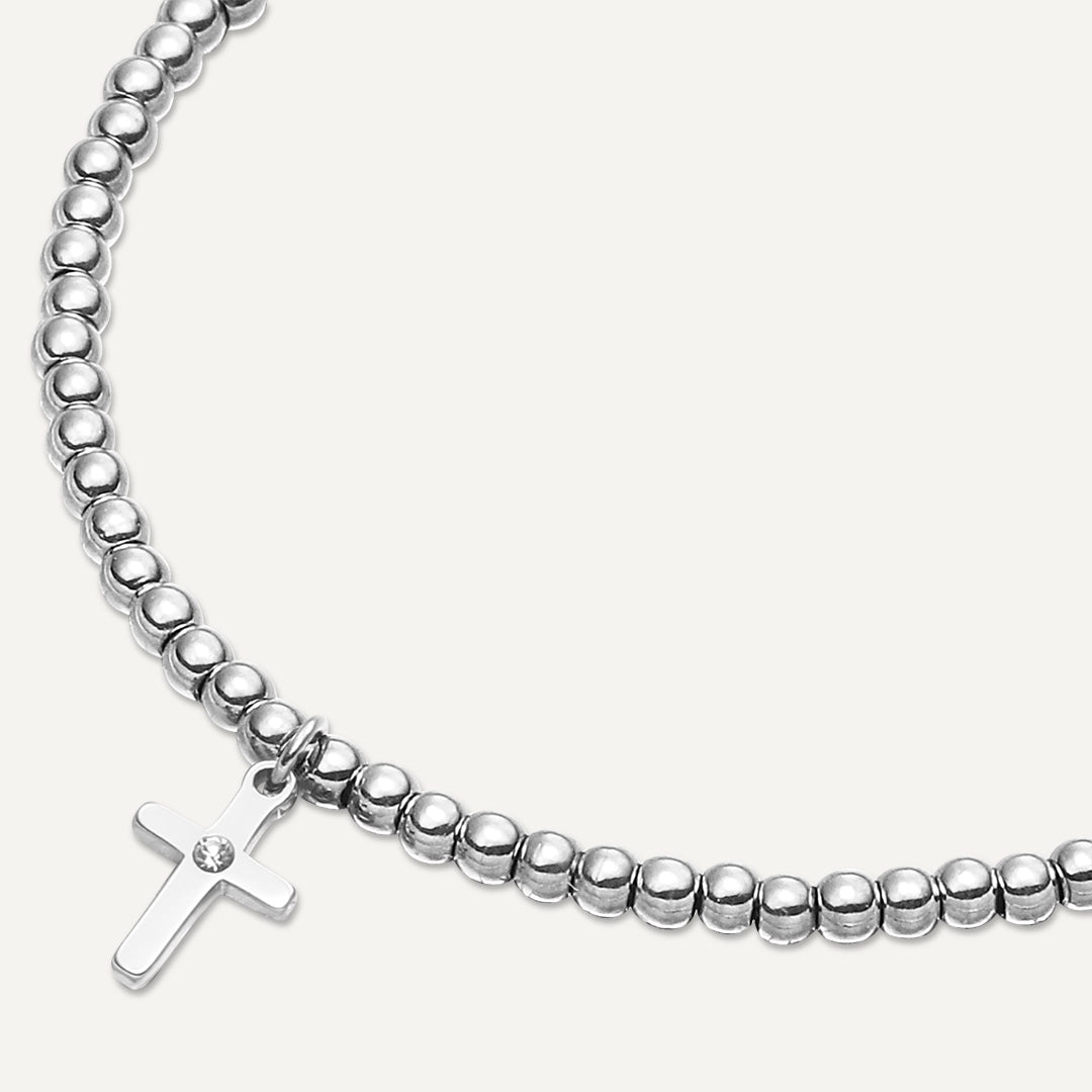 Memories: "FAITH" | Cross Bracelet | White Gold-Plated