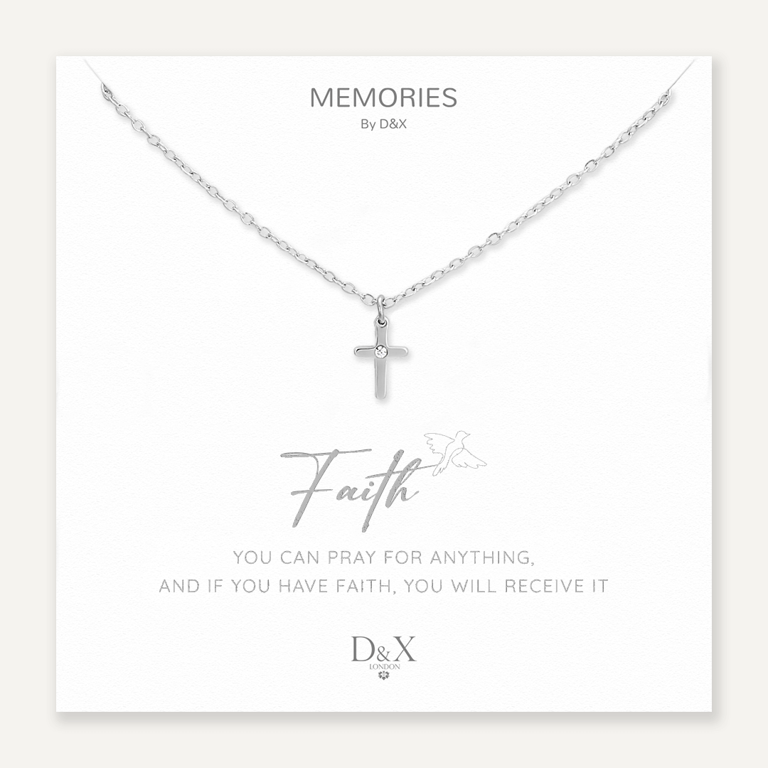 Memories: "FAITH" | Cross Necklace | White Gold-Plated