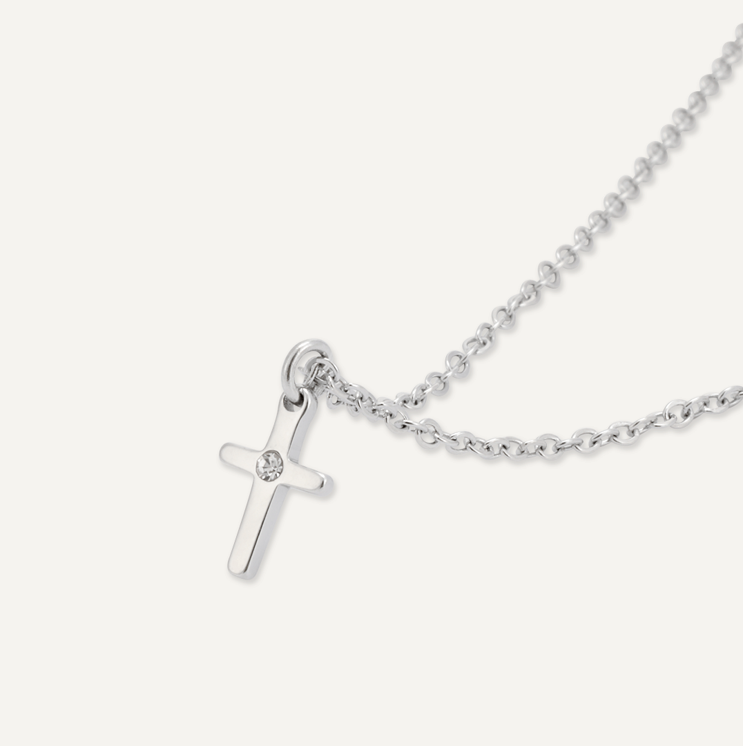 Memories: "FAITH" | Cross Necklace | White Gold-Plated