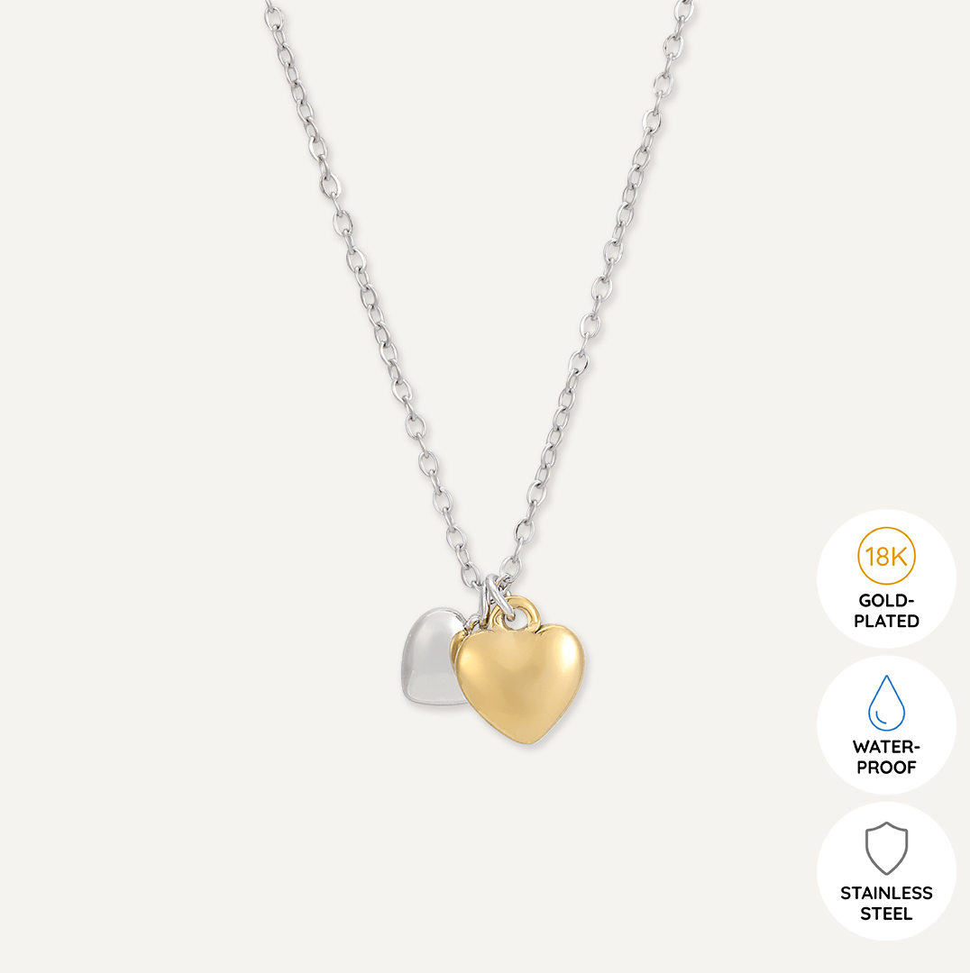 Memories: "HEARTFELT" | Heart Necklace | White Gold & 18K Gold-Plated