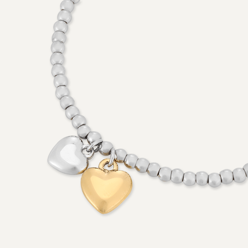 Memories: "HEARTFELT" | Duo Heart Bracelet | White Gold & 18K Gold-Plated