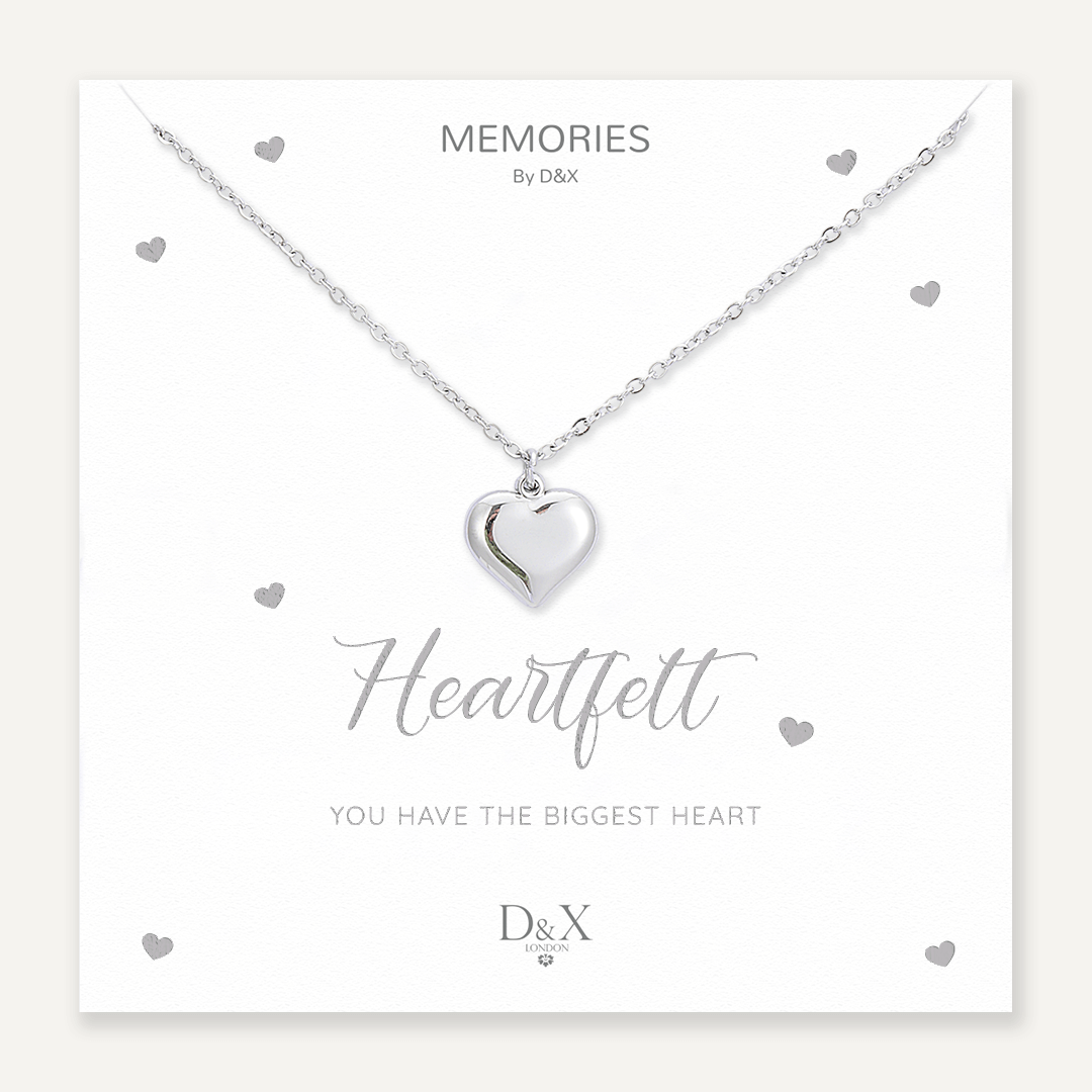 Memories: "HEARTFELT" | Heart Necklace | White Gold-Plated