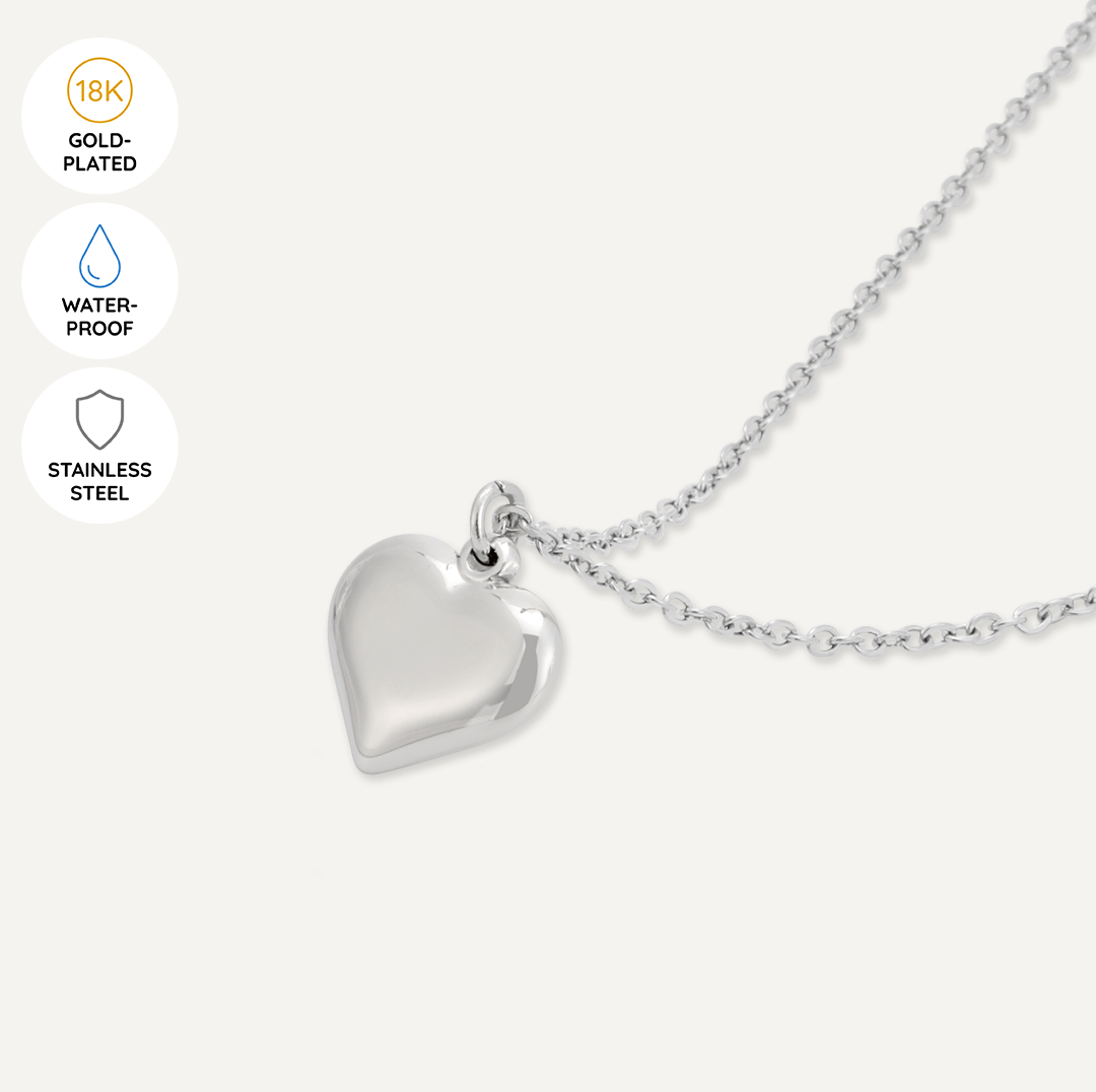 Memories: "HEARTFELT" | Heart Necklace | White Gold-Plated