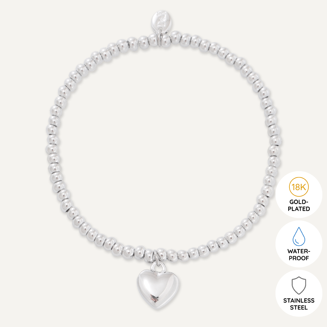 Memories: "THANK YOU" | Heart Bracelet | White Gold-Plated