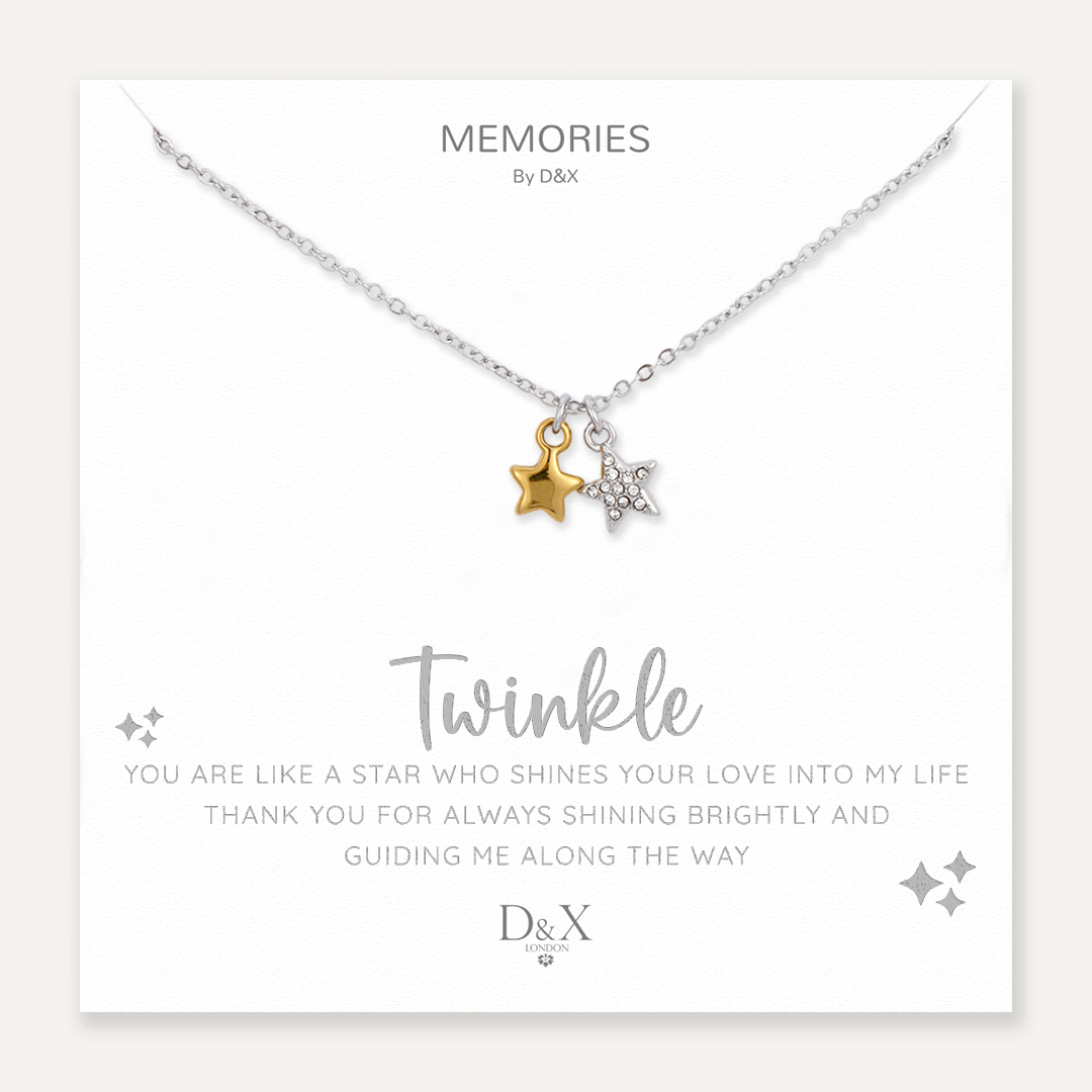 Memories: "TWINKLE" | Duo Star Necklace | White Gold & 18K Gold-Plated