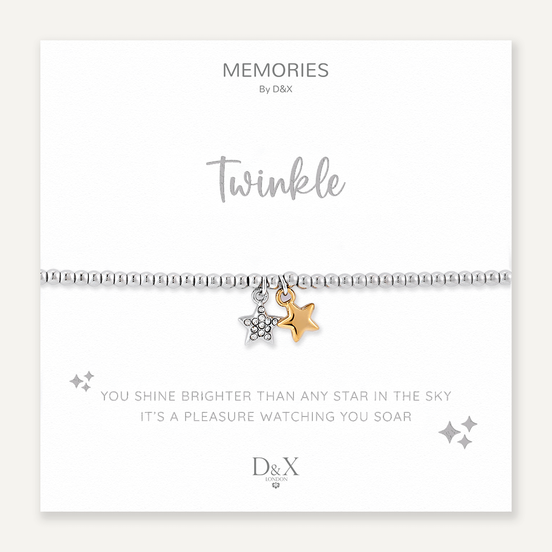 Memories: "TWINKLE" | Duo Star Bracelet | White Gold & 18K Gold-Plated