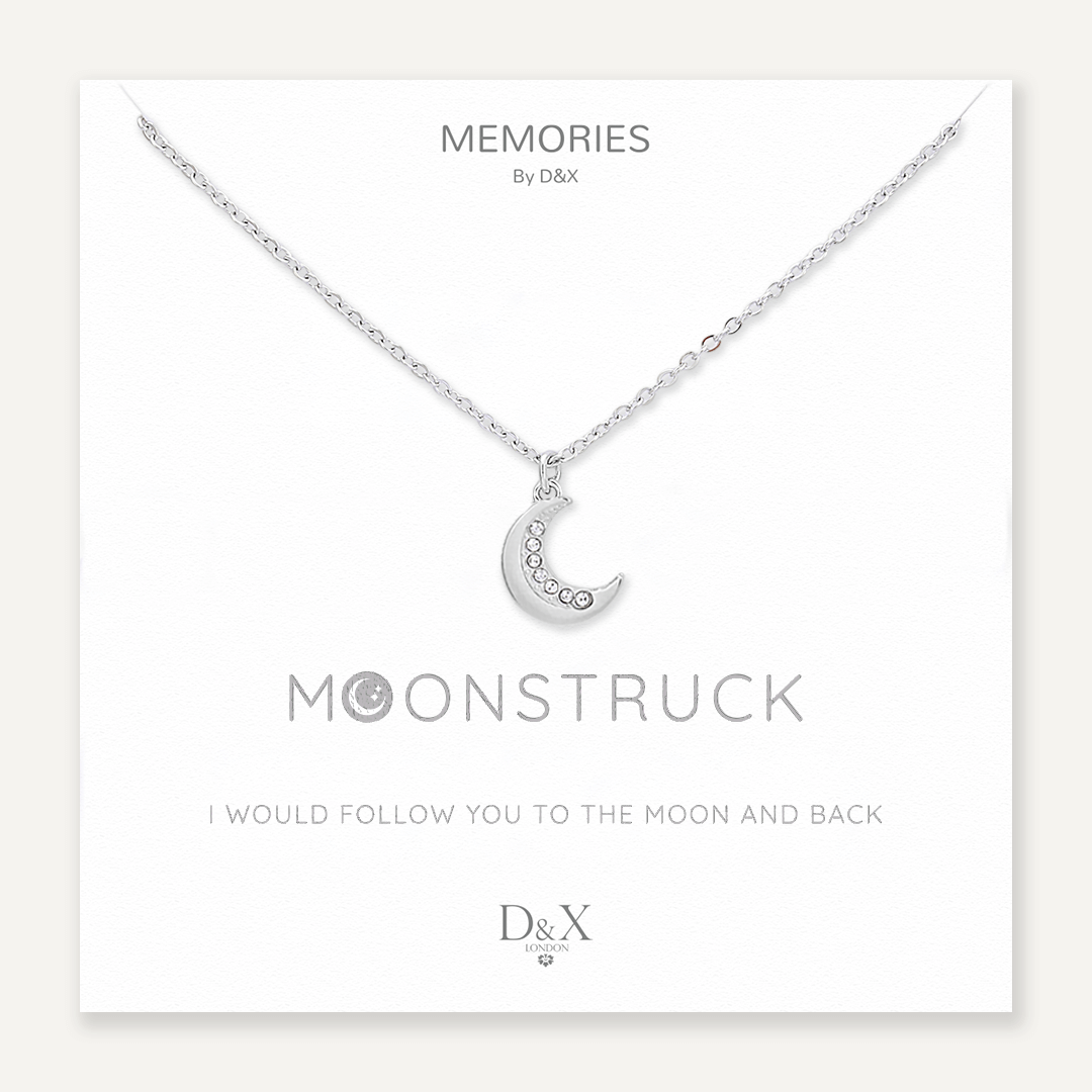 Memories: "MOONSTRUCK" | Moon Necklace | White Gold-Plated