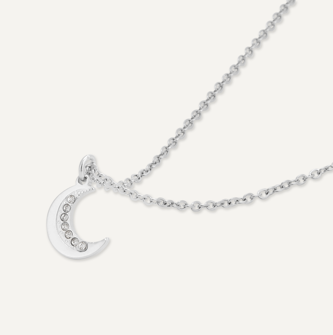 Memories: "MOONSTRUCK" | Moon Necklace | White Gold-Plated