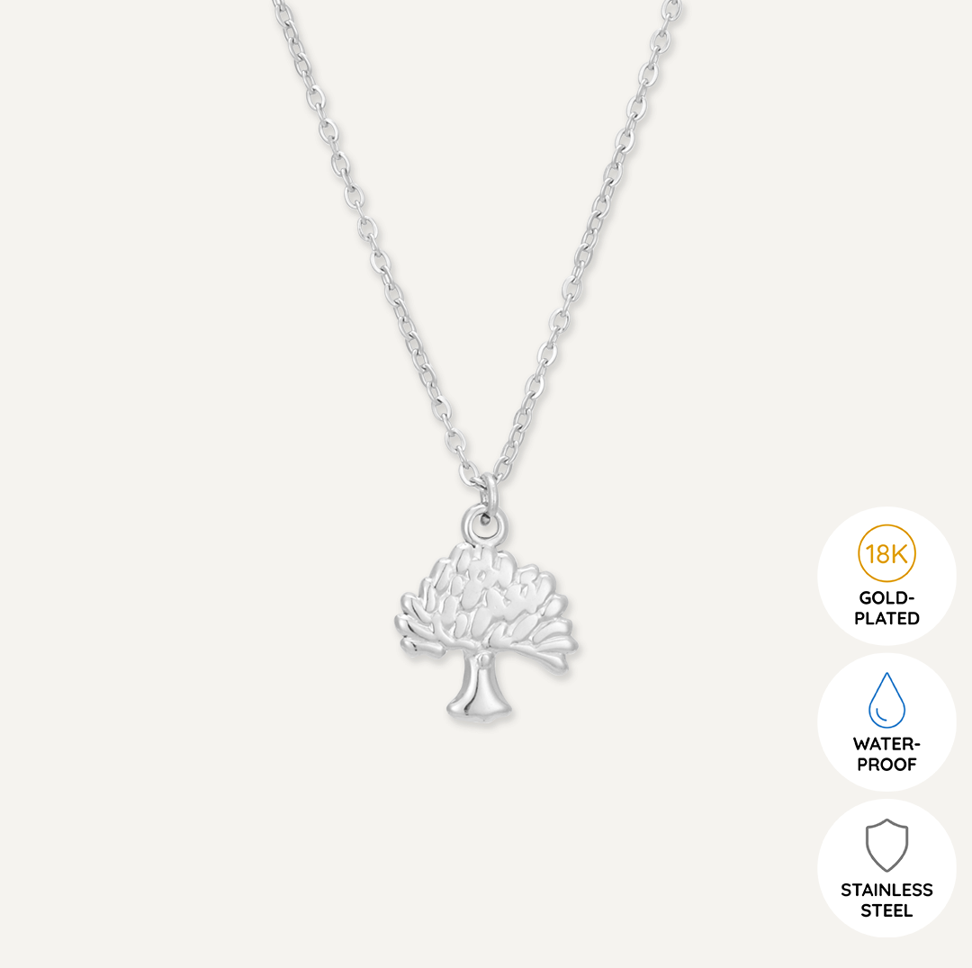 Memories: "THE TREE OF LIFE" | Tree Necklace | White Gold-Plated