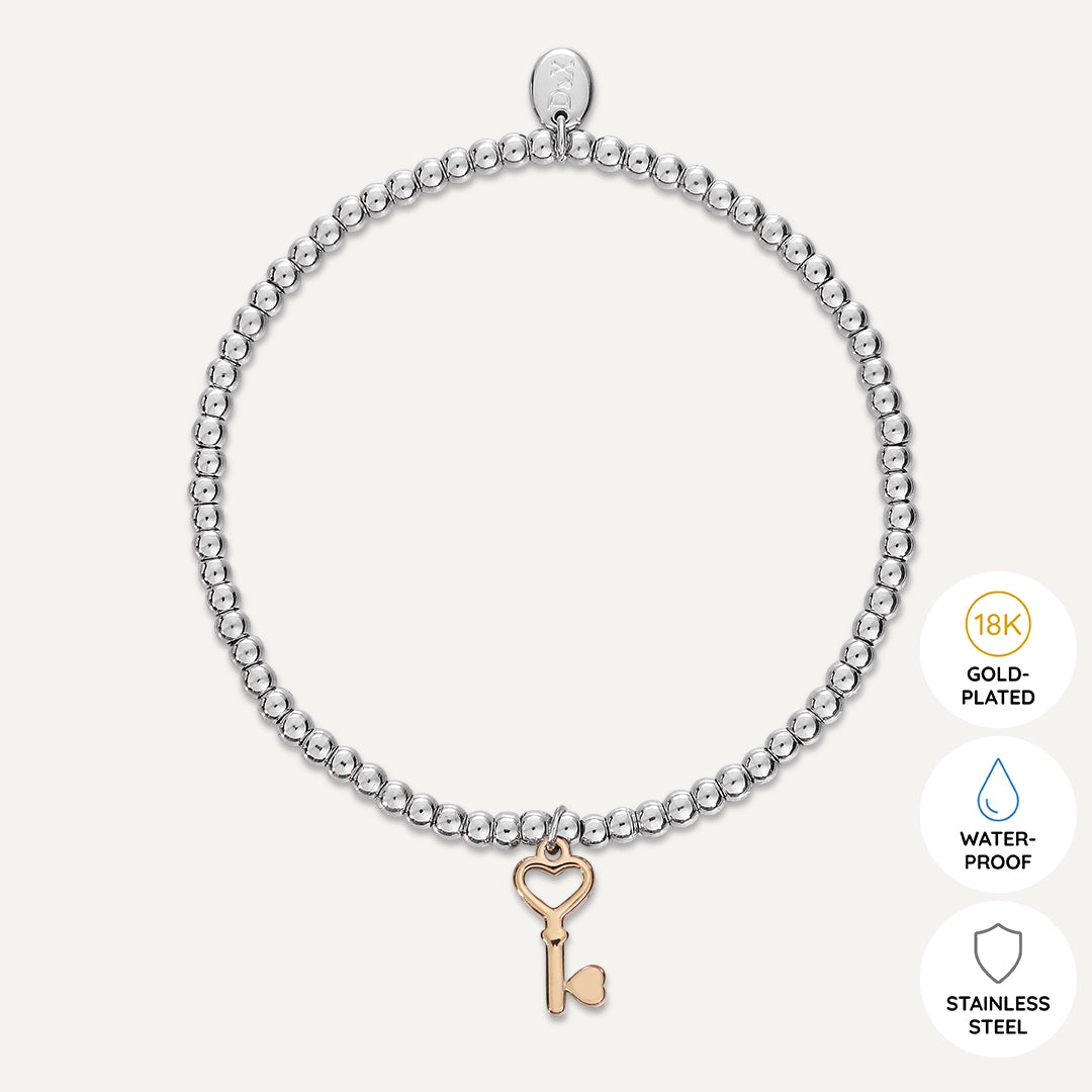 Memories: "UNLOCK" | Lock Key Bracelet | White Gold & 18K Gold-Plated