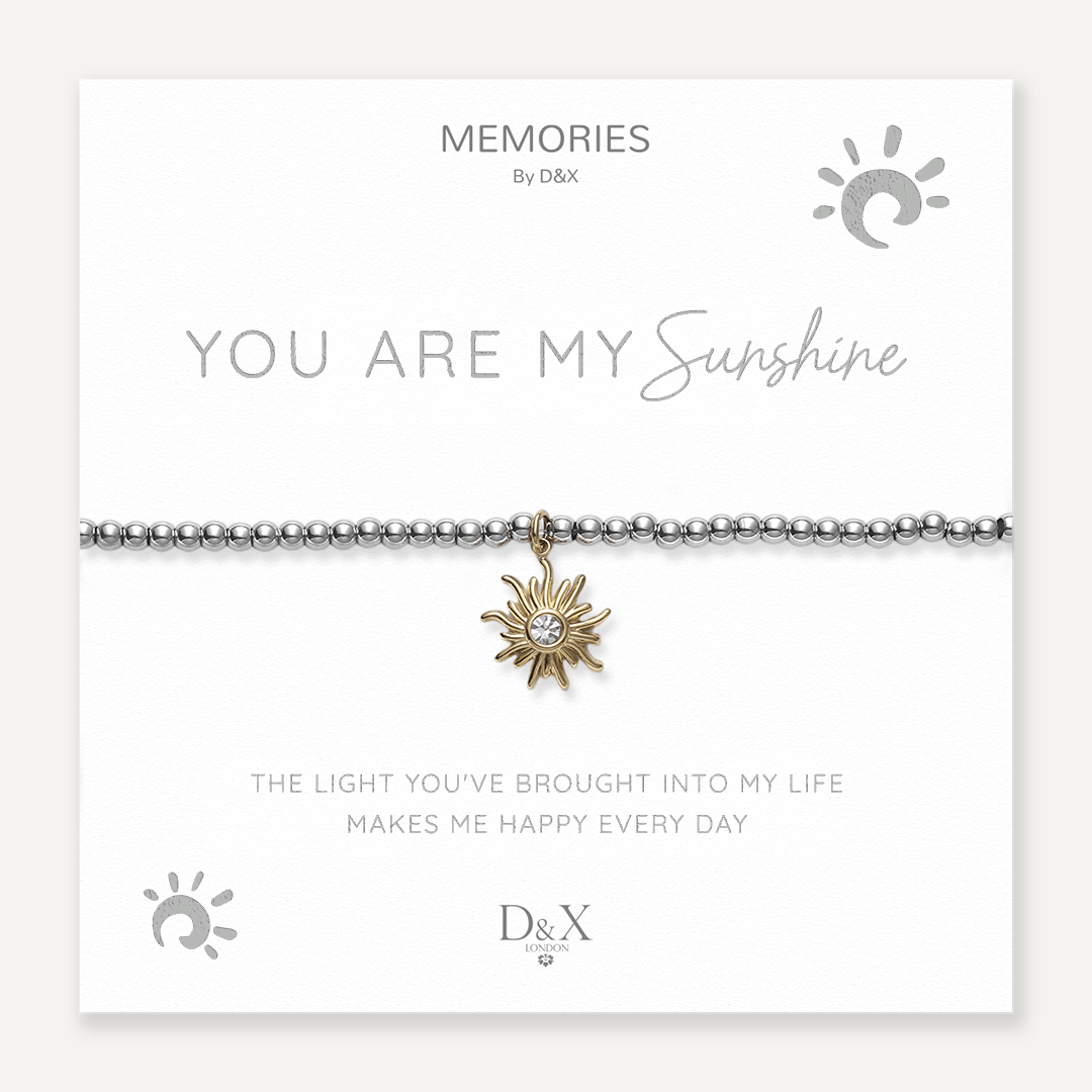 Memories: "YOU ARE MY SUNSHINE" | Sun Bracelet | White Gold & 18K Gold-Plated