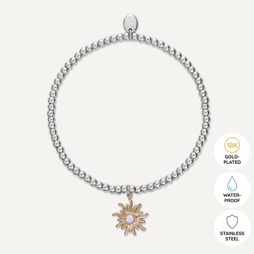 Memories: "YOU ARE MY SUNSHINE" | Sun Bracelet | White Gold & 18K Gold-Plated