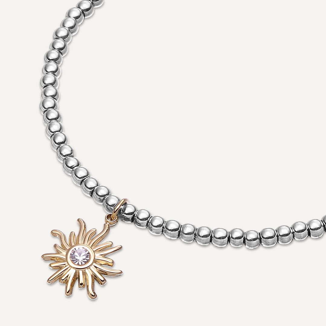 Memories: "YOU ARE MY SUNSHINE" | Sun Bracelet | White Gold & 18K Gold-Plated