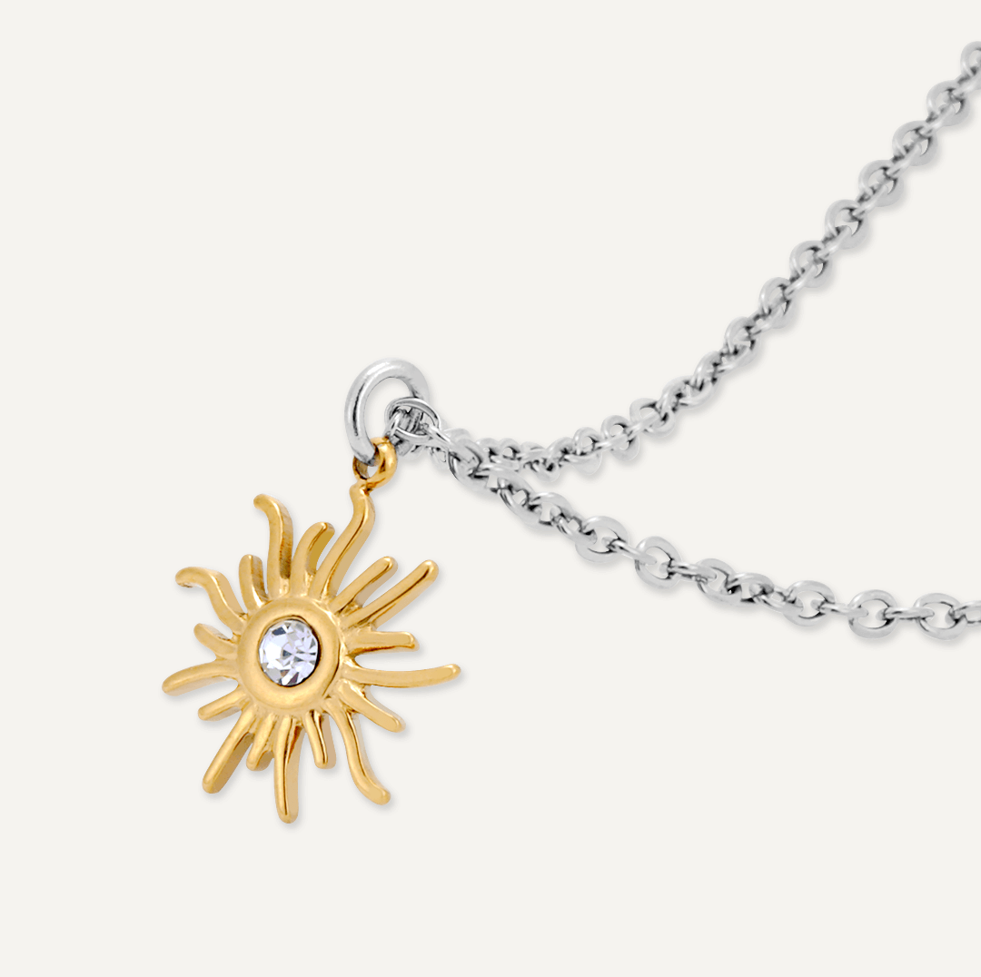 Memories: "YOU ARE MY SUNSHINE" | Sun Necklace | White Gold & 18K Gold-Plated