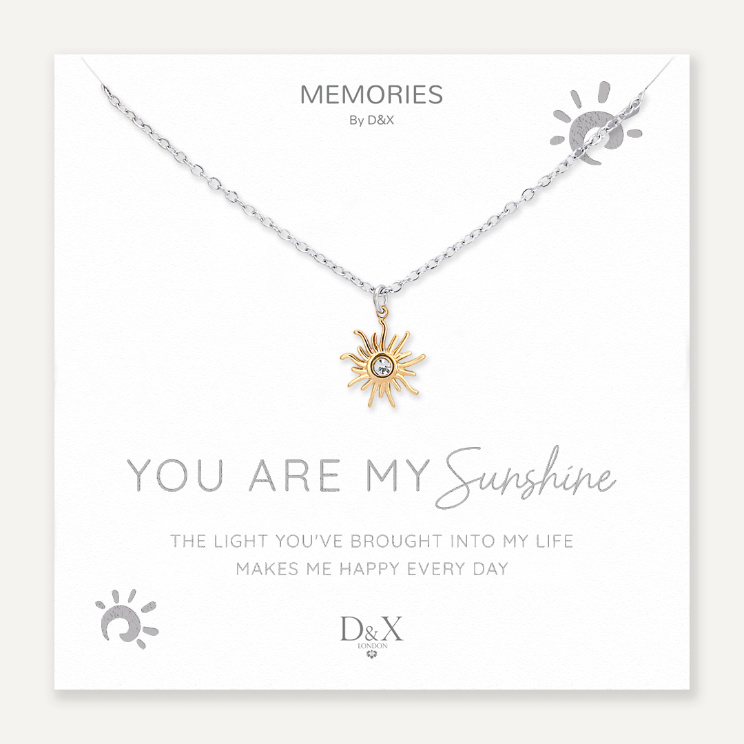 Memories: "YOU ARE MY SUNSHINE" | Sun Necklace | White Gold & 18K Gold-Plated