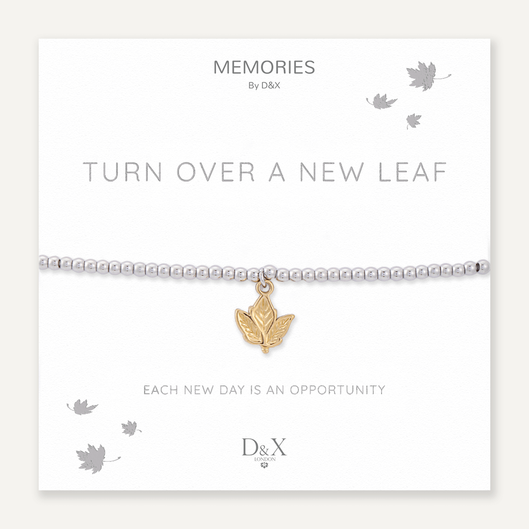 Memories: "TURN OVER A NEW LEAF" | Leaf Bracelet | White Gold & 18K Gold-Plated