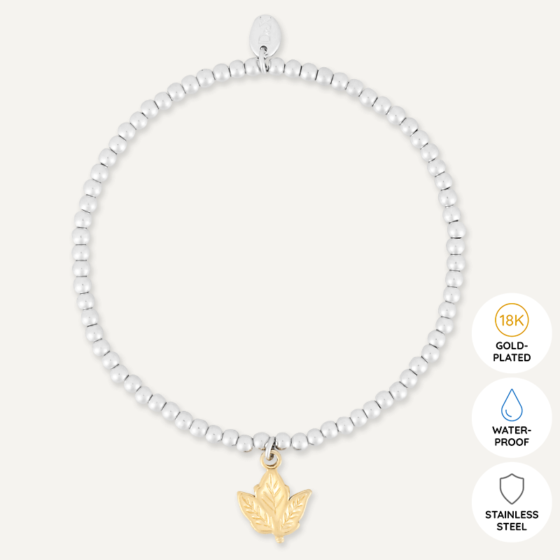 Memories: "TURN OVER A NEW LEAF" | Leaf Bracelet | White Gold & 18K Gold-Plated