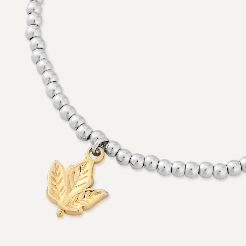 Memories: "TURN OVER A NEW LEAF" | Leaf Bracelet | White Gold & 18K Gold-Plated