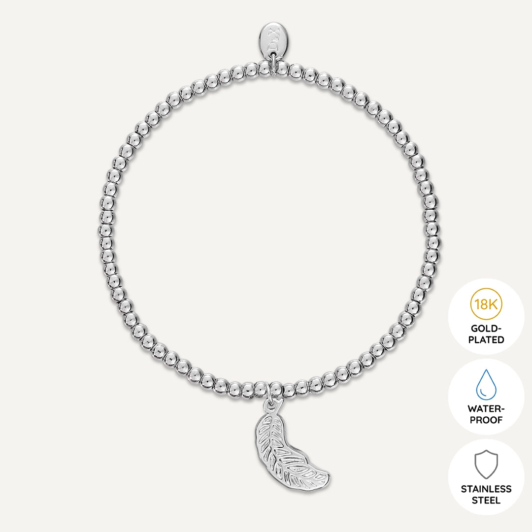 Memories: "FEATHER" | Feather Bracelet | White Gold-Plated