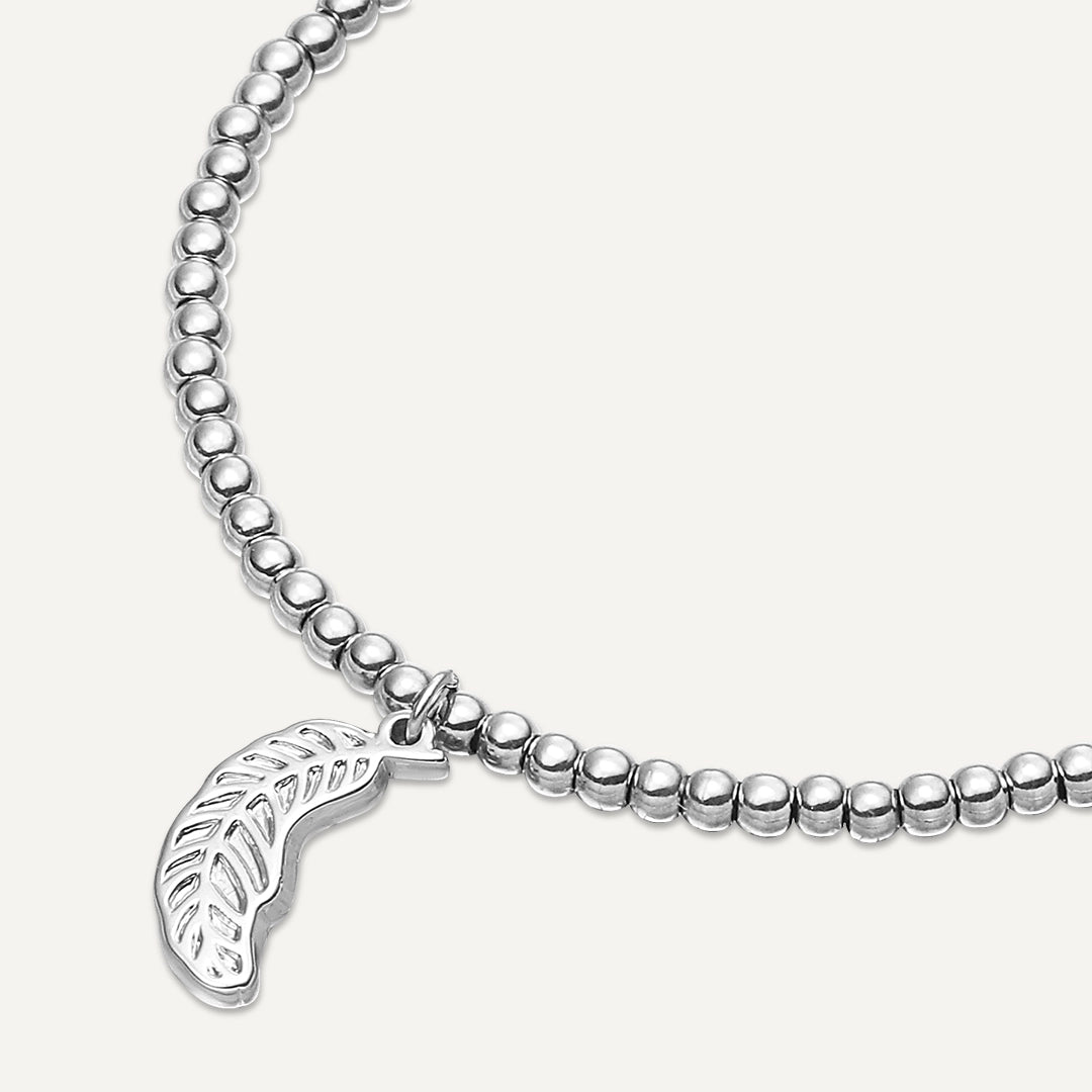 Memories: "FEATHER" | Feather Bracelet | White Gold-Plated
