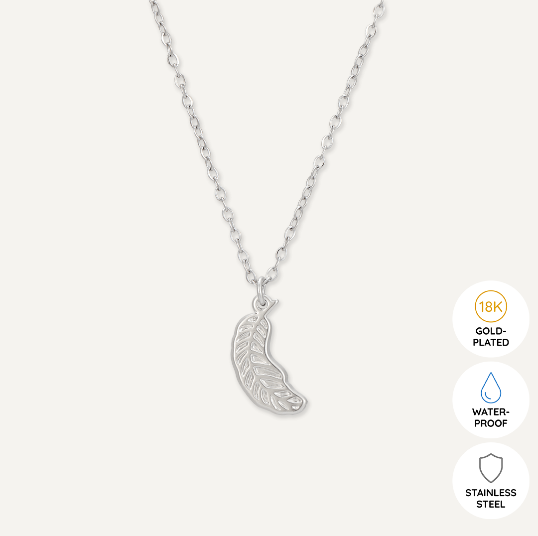 Memories: "FEATHER" | Feather Necklace | White Gold-Plated