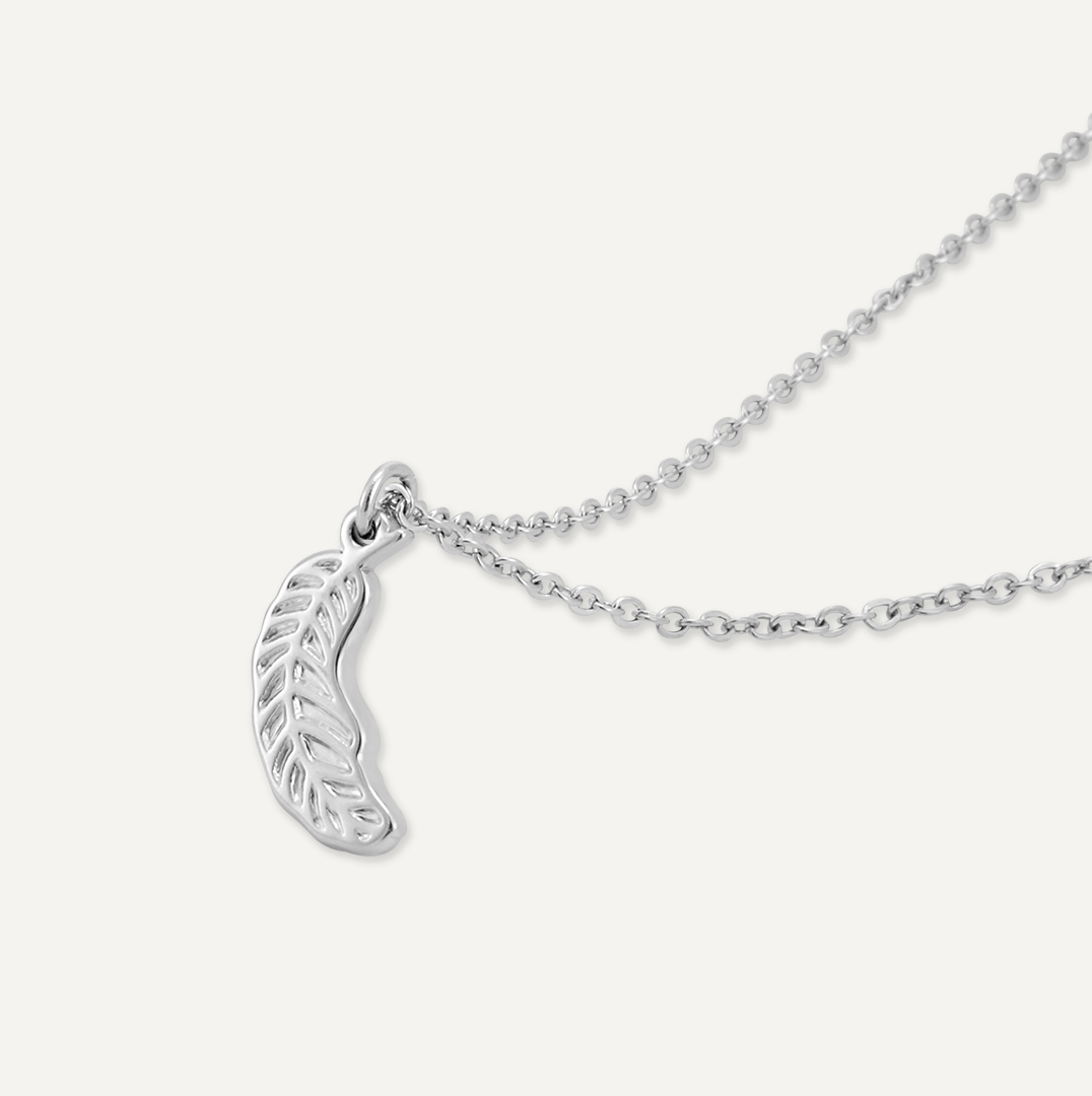 Memories: "FEATHER" | Feather Necklace | White Gold-Plated