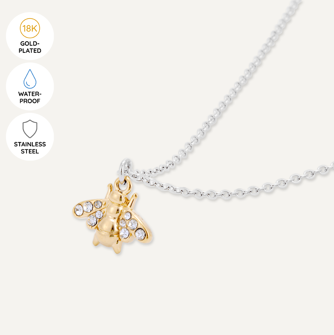 Memories: "BEE'S KNEES" | Bee Necklace | White Gold & 18K Gold-Plated