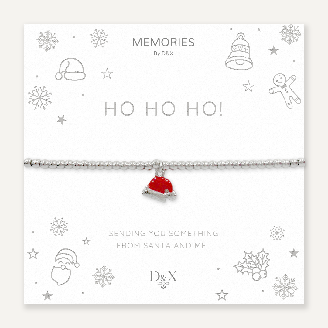Memories: "HO HO HO!" | Santa Hat Bracelet | White Gold-Plated | Multi-Colour