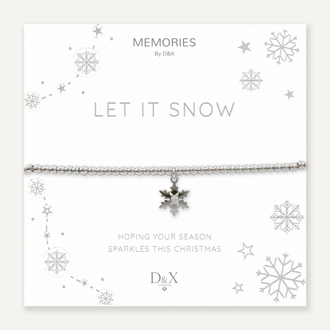 Memories: "LET IT SNOW" | Snowflake Bracelet | White Gold Plated