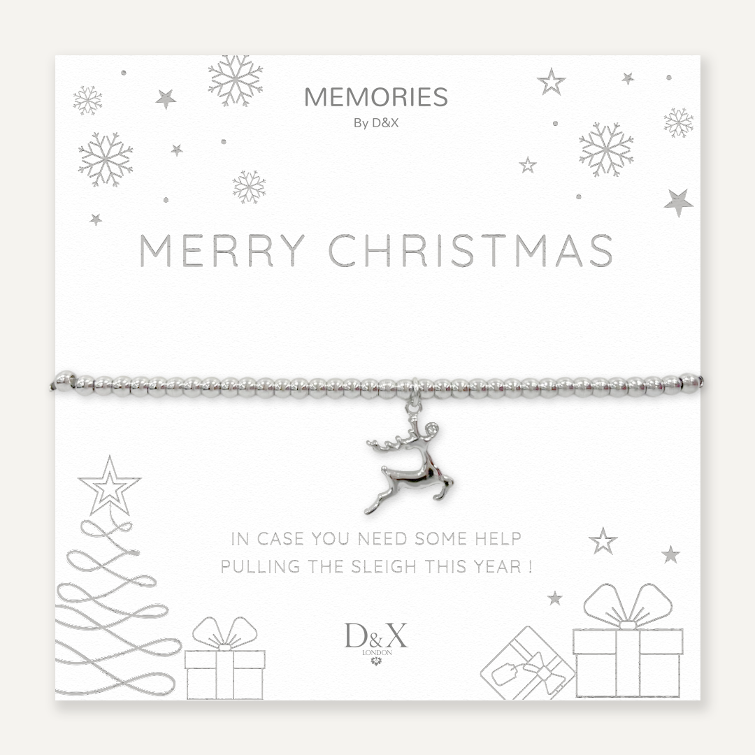 Memories: "MERRY CHRISTMAS" | Deer Bracelet | White Gold Plated