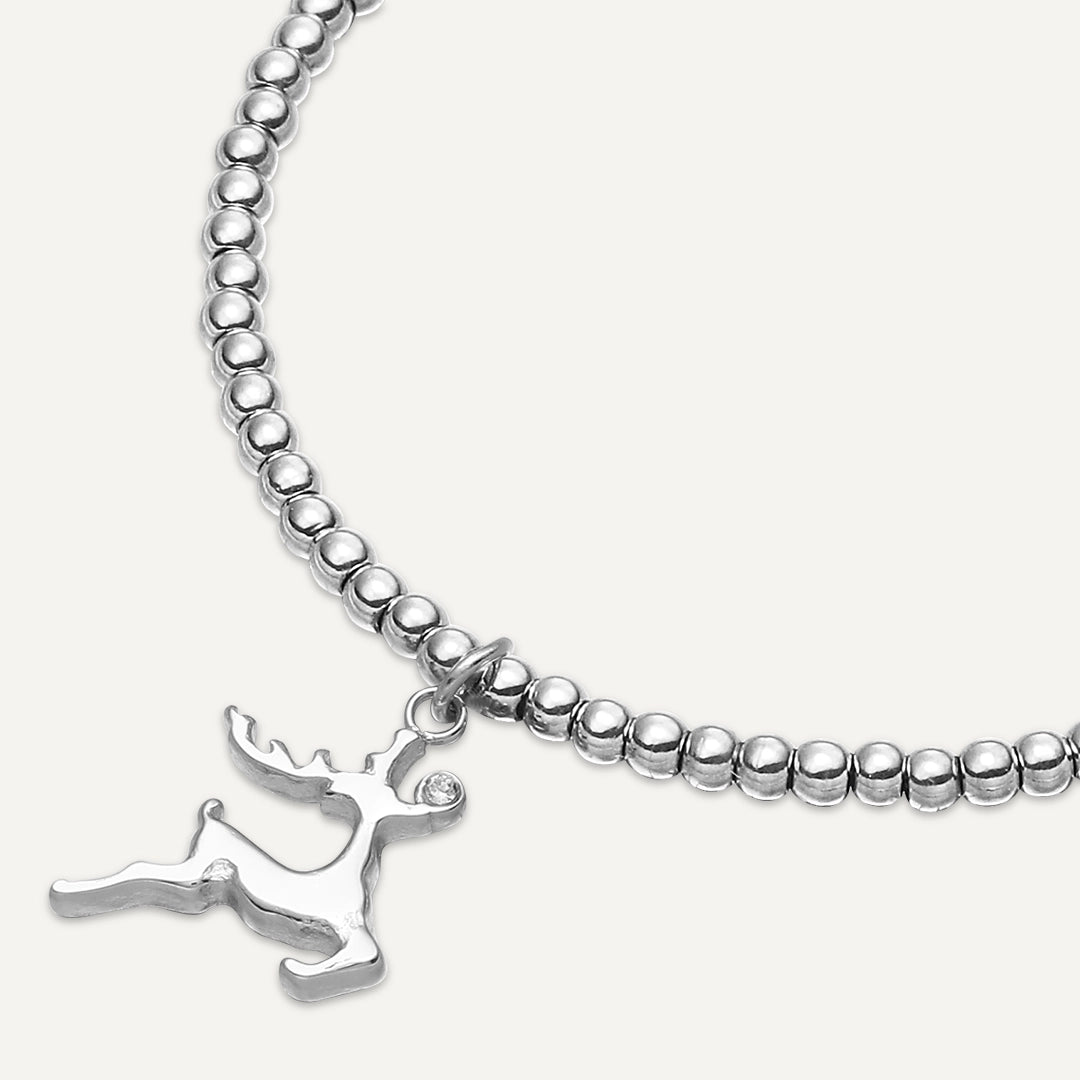 Memories: "MERRY CHRISTMAS" | Deer Bracelet | White Gold Plated
